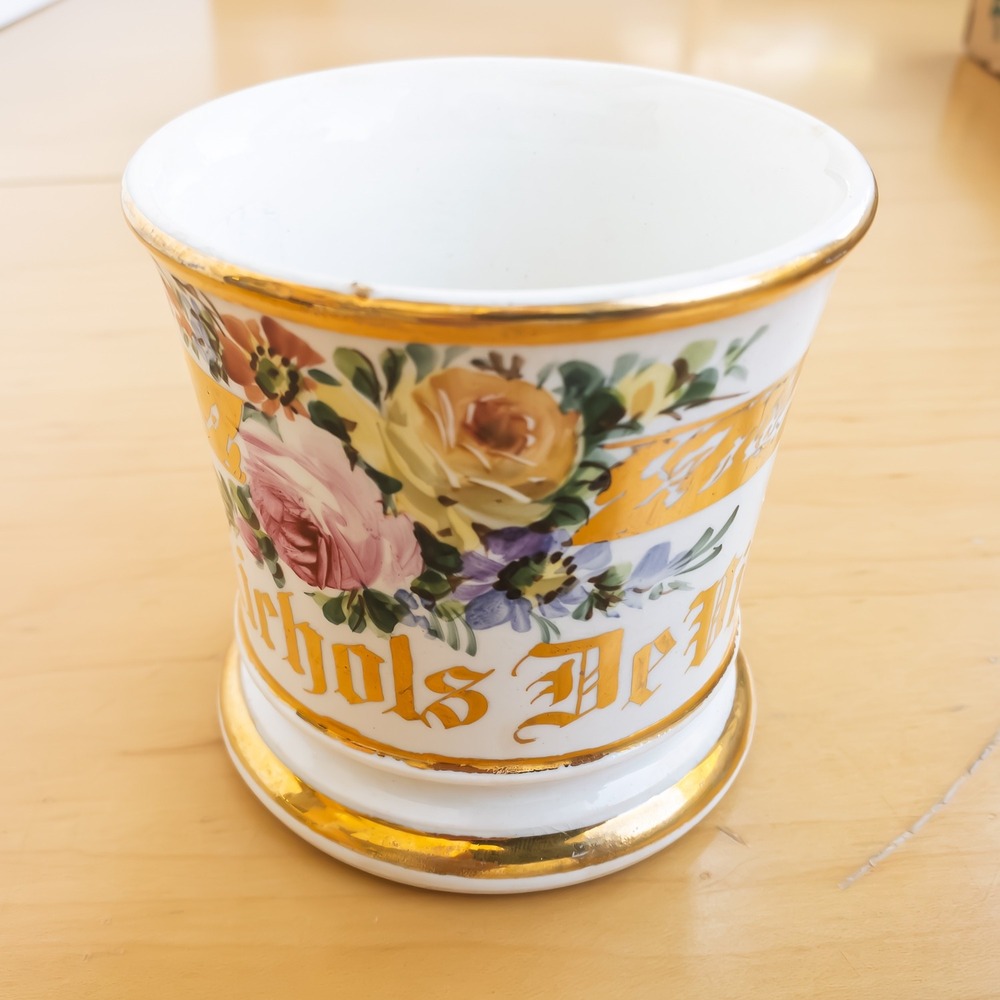 VINTAGE‎ Dresden Porcelain Shaving Mug Ornate Gold China Nichols De Vizio